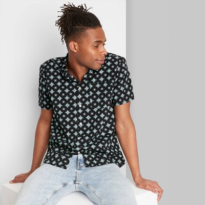 black and white mens button down