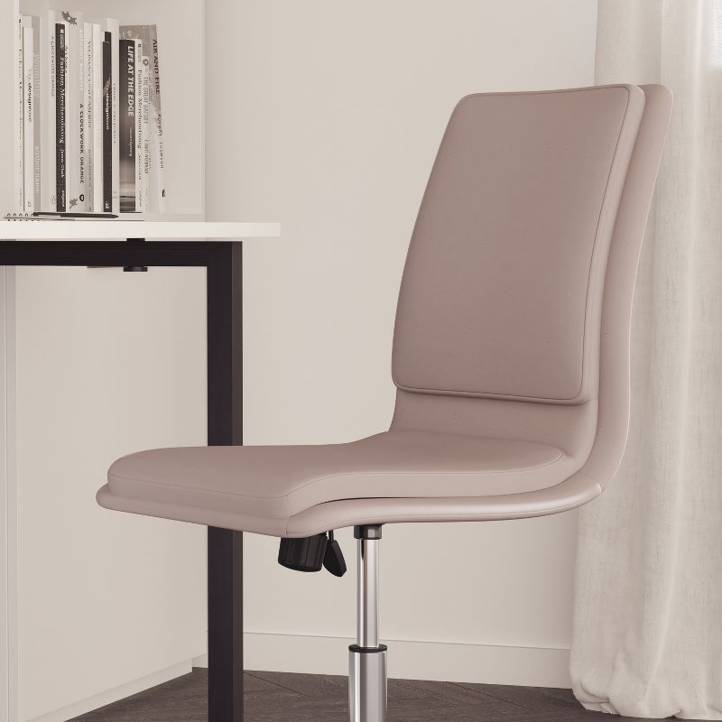 Merrick Lane Mid-Back Armless Home Office Chair with Height Adjustable Swivel Seat and Five Star Chrome Base, 5 of 12
