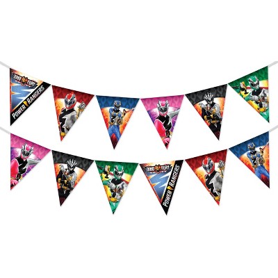 Treasures Gifted Power Rangers Birthday Banner Pennant - Power Rangers Party Supplies - 1 Pack