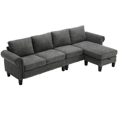 NicBex Convertible Sectional Sofa,L-Shaped Couch with Storage Chaise for Living Room,Apartment,Office,Gray
