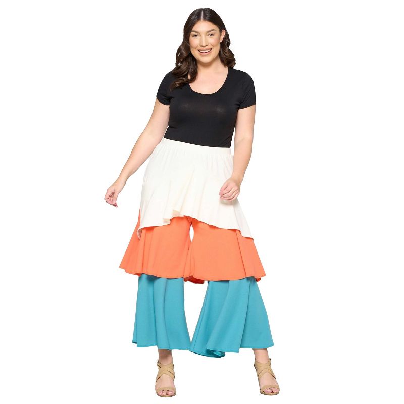 L I V D Women's Tiered Colorblock Flare Pants, 1 of 4