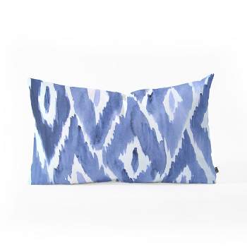 Natalie Baca Painterly Ikat In Indigo Lumbar Throw Pillow Blue - Deny Designs