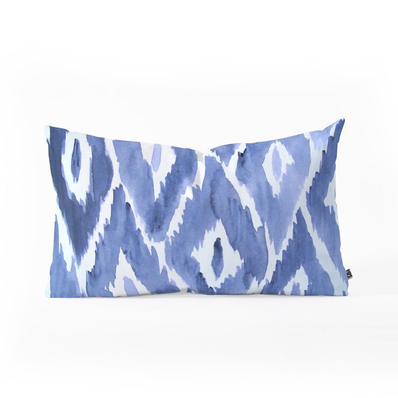 Natalie Baca Painterly Ikat In Indigo Lumbar Throw Pillow Blue - Deny Designs, 1 of 4
