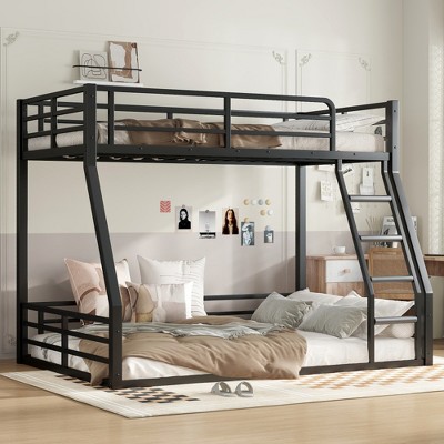 Lycvki Black Metal Floor Bunk Bed Frame for Kids, Teens, Adults, Noise-reduced Design