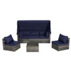 5-Piece Outdoor Patio Wicker Daybed Furniture Set with Retractable Canopy Storable Side Table and Soft Cushions - 2 of 4