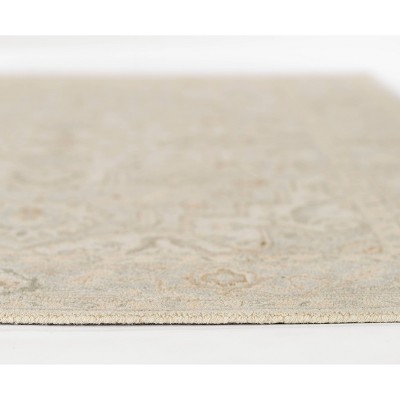 Light Blue Hand-Tufted Wool Medallion Area Rug 5' x 8'