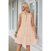 Coolmee Women Halter Neck Mini Dress Sleeveless Hollow Out A-Line Summer Dress - 4 of 4