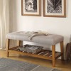 Simple Relax Fabric and Wood Bench in Light Gray and Oak - 2 of 4