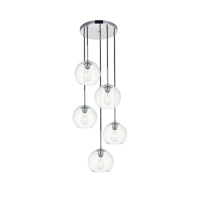 Cosmopolitan Chrome & Clear Glass 5-Light Globe Pendant