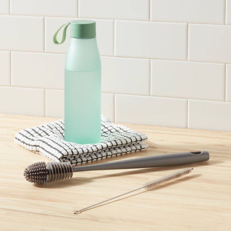 2pc Bottle Brush &#38; Straw Brush Set (Pewter Matte) - Room Essentials&#8482;, 3 of 5