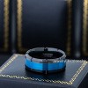 Jewelry Avalanche 8mm Grooved Beveled Black & Blue IP Tungsten Carbide Mens Wedding Band - 3 of 4