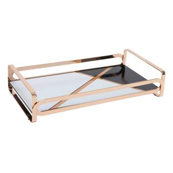 12"x6" Block Print Vanity Tray Gold - Home Details