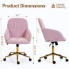 Bosmiller Velvet Home Office Chair, Gold Base and Wheels, Modern Makeup Vanity Chair, Height Adjustable Swivel Desk Chair, Living Room Bedroom, Beige - 2 of 4