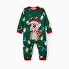 Christmas Matching Family Pajamas Set Reindeer Green Print PJS with Christmas Socks Green - 2 of 4