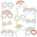 Big Dot of Happiness Hello Rainbow Glasses - Paper Card Stock Boho Baby Shower and Birthday Party Photo Booth Props Kit - 10 Count