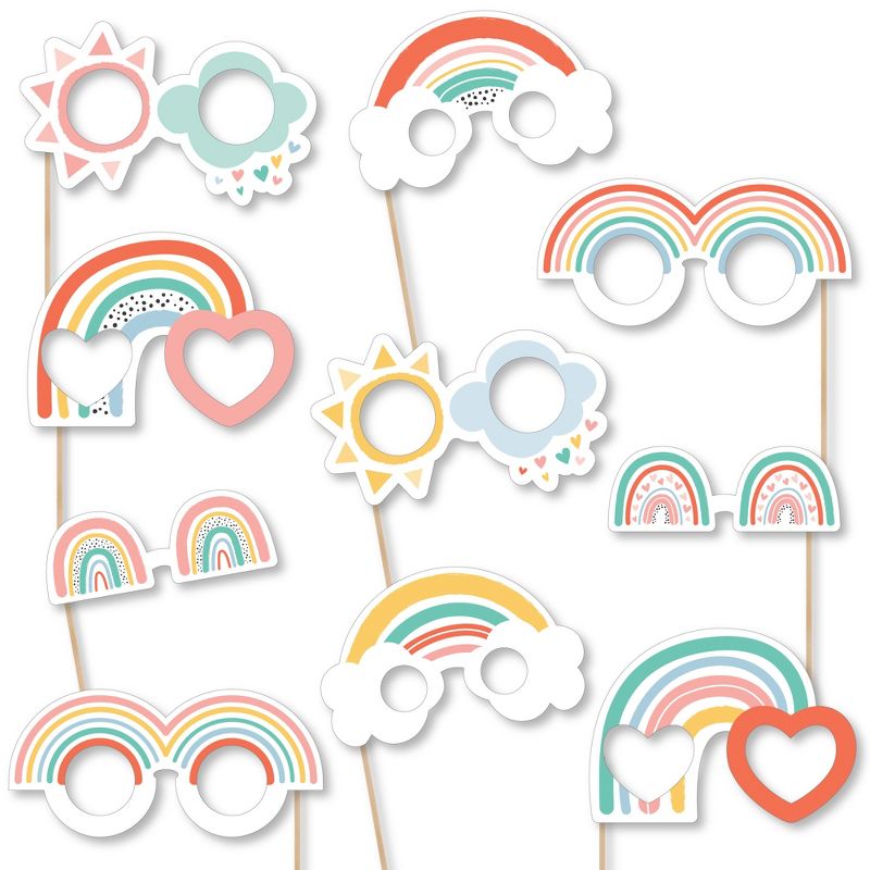 Big Dot of Happiness Hello Rainbow Glasses - Paper Card Stock Boho Baby Shower and Birthday Party Photo Booth Props Kit - 10 Count, 1 of 6