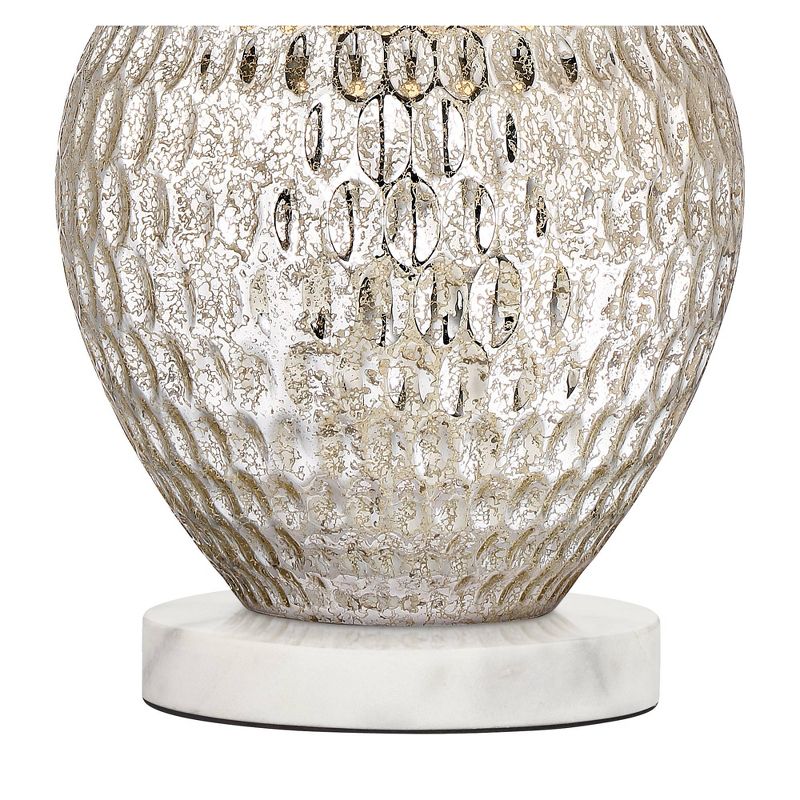 360 Lighting Waylon Modern Table Lamp with Round White Marble Riser 28" Tall Mercury Glass Tapered Drum Shade for Bedroom Living Room Bedside House, 5 of 6