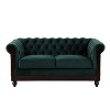 59" Chesterfield Velvet Loveseat with Tufted Buttons, Forest Green - 2 of 4