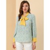 Allegra K Women's Boho Floral Printed Shirts V Neck Pussybow Blouse Top - 4 of 4