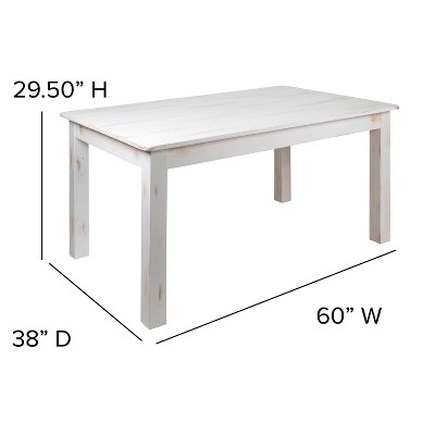 65" Antique Rustic White Reclaimed Wood Farmhouse Dining Table