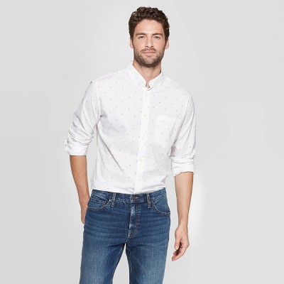 white button down and jeans men