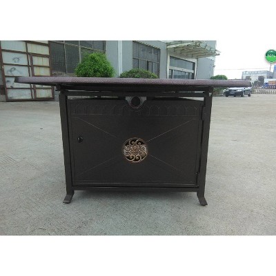 Elegant Bronze Rectangular Gas Fire Pit Table