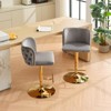 Swivel Barstools Adjusatble Seat Height, PU Upholstered Bar Stools with the whole Back Tufted, for Home Pub and Kitchen Island（Set of 2） - 3 of 4
