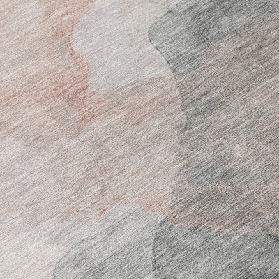 HomeRoots 10' X 14' Salmon And Gray Abstract Washable Indoor Outdoor Area Rug
