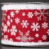 15'L Sullivans Christmas Cheerful Red Snowflake Ribbon, Red-White - 2 of 3