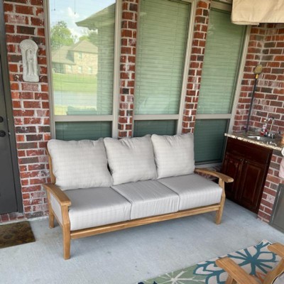 Caterina Teak Patio Sofa With Cushion - Beige - Cambridge Casual : Target