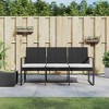 vidaXL 3-Seater Patio Bench with Cushion, Black PP Rattan - 2 of 4