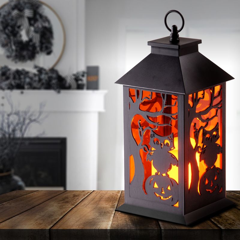 12" Battery Operated LED Owl & Pumpkin Halloween Lantern - National Tree Company, 3 of 5