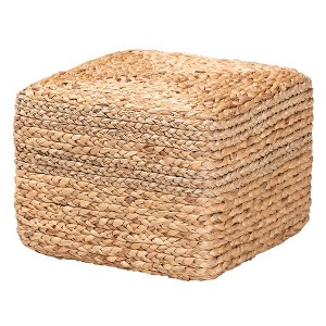 bali & pari Marella Seagrass Footstool Natural Brown: Bohemian Design, No Assembly, Spot Clean - 1 of 4