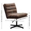 Ridstar Upholstered Modern Fabric 360 Degree Swivel Accent Chair With Adjustable Arm And Sturdy Support For Reading, Living Room-Brown - 2 of 4