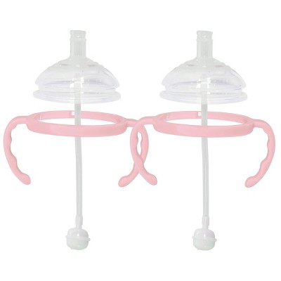 Image of Botabee Straw Transition Cup Kit for Comotomo Baby Bottles fits 5oz & 8oz Bottles, 2 Pack, Pink