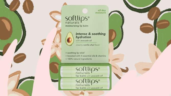 Softlips Naturals with Avocado Oil Lip Balm - Vanilla Chai - 0.15oz/2ct, 2 of 10, play video