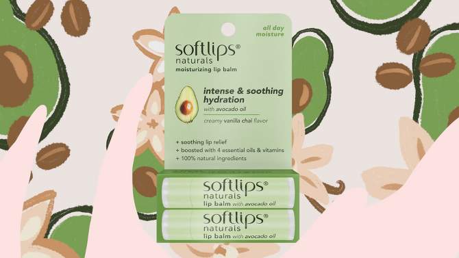 Softlips Naturals with Avocado Oil Lip Balm - Vanilla Chai - 0.15oz/2ct, 2 of 10, play video