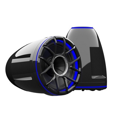 Wet Sounds REV 12 HD 12" Horn Loaded Compression Driver Tower Speakers with XZ Grills, 400 Watts RMS, Black, Pair