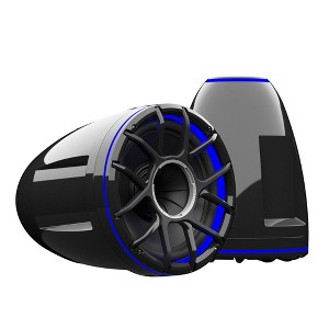 Wet Sounds REV 12 HD 12" Horn Loaded Compression Driver Tower Speakers with XZ Grills, 400 Watts RMS, Black, Pair - 1 of 4