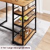 Jojoka Compact 2-Person Bar Table and Chair Set with Three Storage Shelves, Rectangular Rustic MDF Top and Upholstered Chairs, Brown - 4 of 4