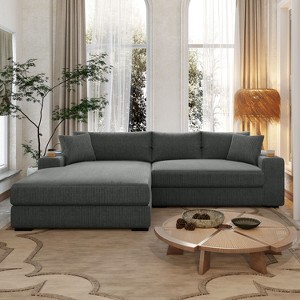 Christopher Knight Home Tess Oversized Corduroy Upholstered Sectional Sofa with Charging Ports and Cup Holders - 1 of 4