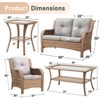 Gymojoy 5 Piece Outdoor Wicker Loveseat Sofa with Patio Chairs with Coffee Table and Side Table - 3 of 4
