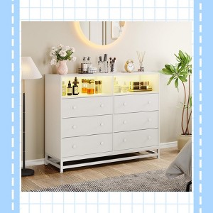 Garvee Wide Dresser for Bedroom with Charging Station - 6 Drawer Dresser with LED Lights - 1 of 4