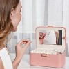 Jewelry Organizer Box, 2 Layers, Large Capacity, Double Lock and Large Mirror, Hidden Necklace Hooks, Removable Dividers - 2 of 4