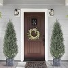 Artificial Topiary Trees for Outdoors, Outdoor Artificial Cedar Tree Set of 2, Uv Resistant Faux Cedar Trees for Front Porch Door, Outdoor - 2 of 4