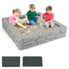 Costway Kids Sandbox with Cover Bottom Liner Backyard Beach HDPE Sandpit for Outdoor Play Brown/White/Gray - 2 of 4