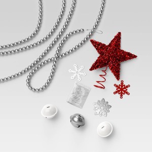 12pc Metal Mini Christmas Tree Trim Set Red/Silver/White/Black - Wondershop™ - 1 of 4