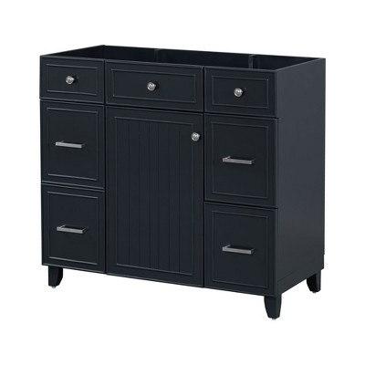 NicBex 35.4" Bathroom Storage Cabinet without Sink Bathroom Cabinets with 1 Spacious Cabinet, 3 Storage Drawers for Bathroom, Black