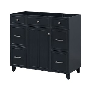 NicBex 35.4" Bathroom Storage Cabinet without Sink Bathroom Cabinets with 1 Spacious Cabinet, 3 Storage Drawers for Bathroom, Black - 1 of 4