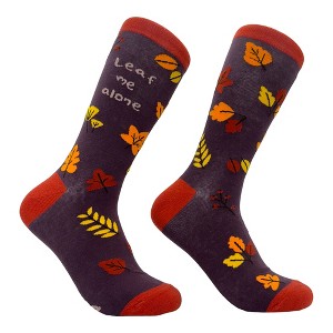 Crazy Dog T-Shirts Women's Leaf Me Alone Socks Funny Loner Anti Social Introvert Fall Season Lovers Footwear - 1 of 4
